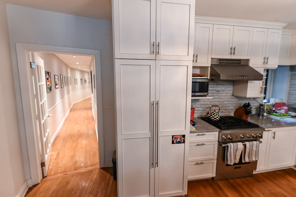Plain & Fancy Transitional White Kitchen with Thermador Range
