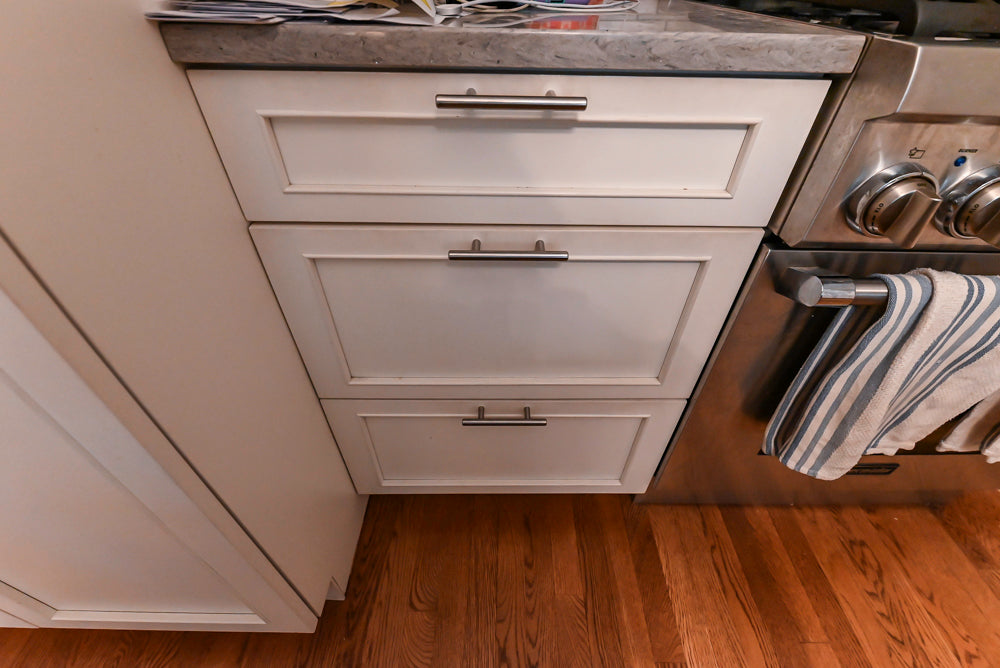 Plain & Fancy Transitional White Kitchen with Thermador Range