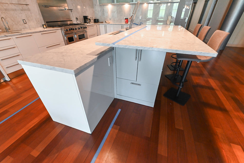 Pessina Cucine Modern Industrial White Kitchen with Island & Viking Appliances