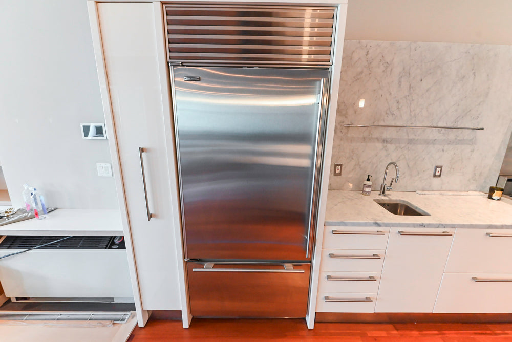 Pessina Cucine Modern Industrial White Kitchen with Island & Viking Appliances