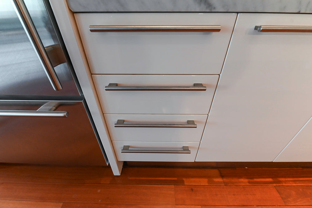 Pessina Cucine Modern Industrial White Kitchen with Island & Viking Appliances
