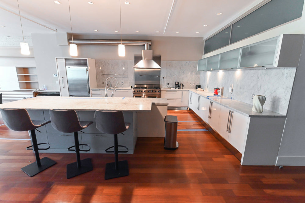 Pessina Cucine Modern Industrial White Kitchen with Island & Viking Appliances