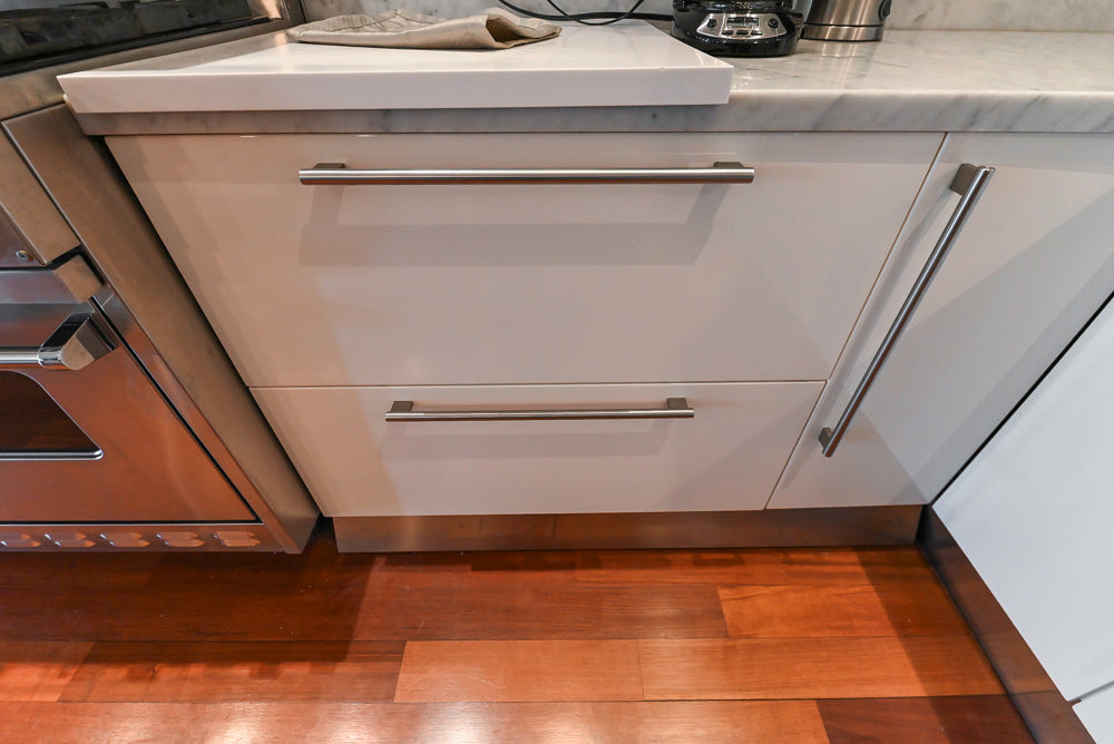Pessina Cucine Modern Industrial White Kitchen with Island & Viking Appliances