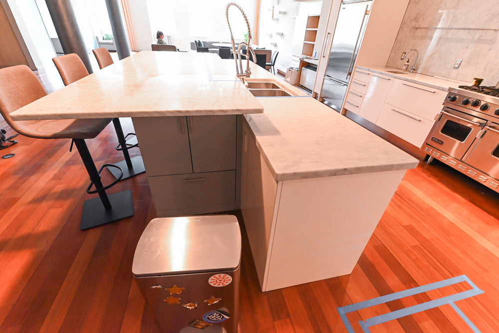 Pessina Cucine Modern Industrial White Kitchen with Island & Viking Appliances
