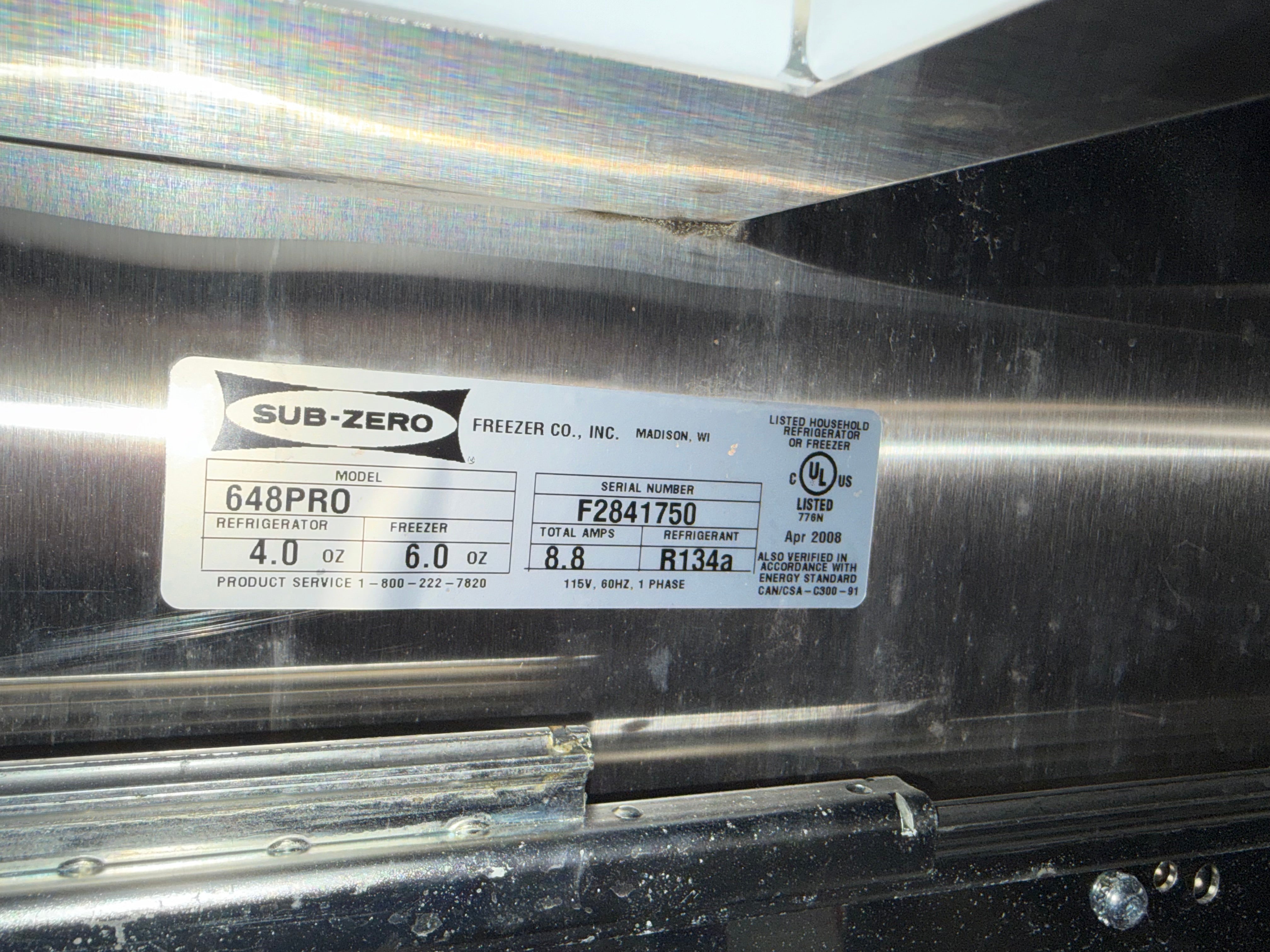 Sub-Zero 648PRO 48" Stainless Steel Side by Side Refrigerator