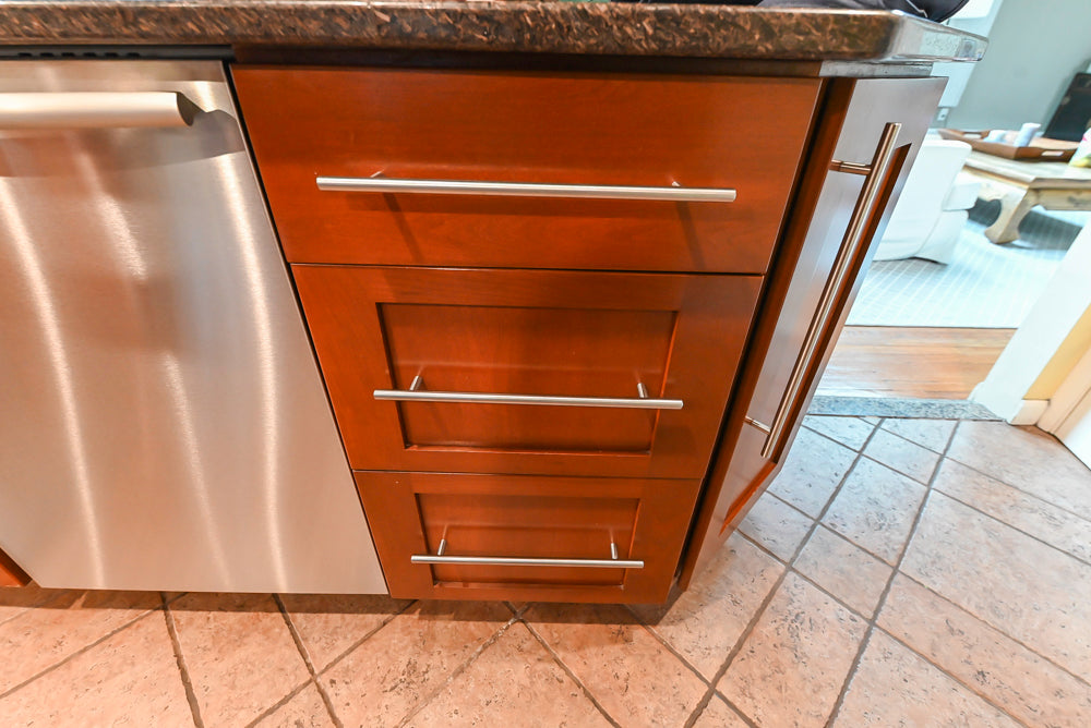 Plain & Fancy Transitional Classic Wooden Kitchen with Island and Sub-Zero 48" Refrigerator