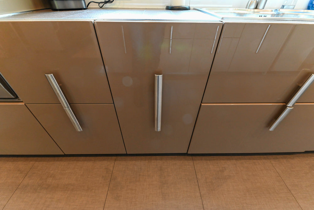 Rossana Modern Glossy Mexican Sand Kitchen with Island & Appliances
