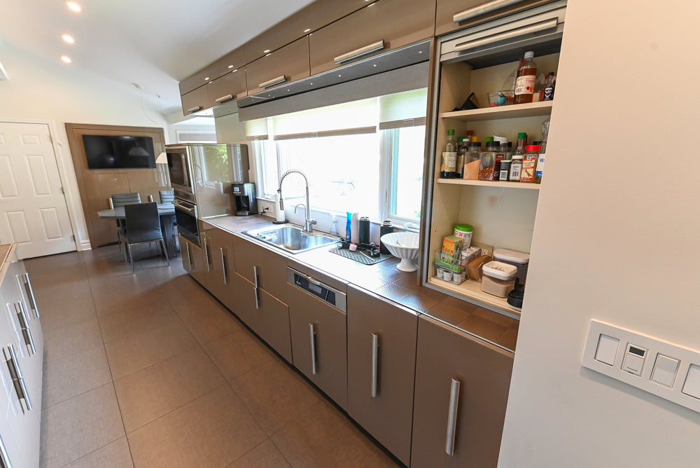 Rossana Modern Glossy Mexican Sand Kitchen with Island & Appliances