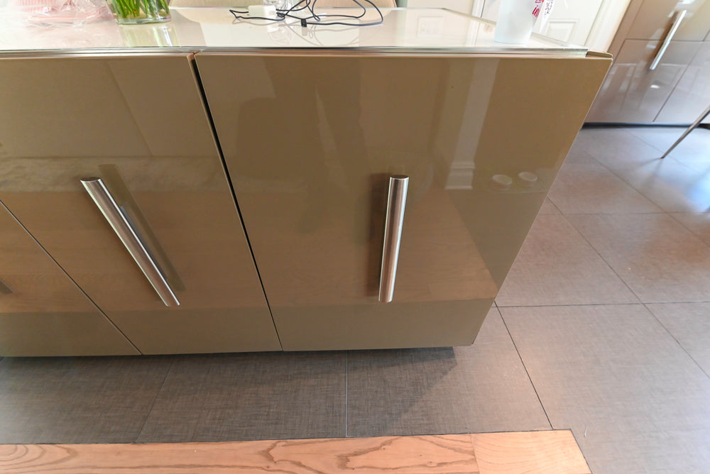 Rossana Modern Glossy Mexican Sand Kitchen with Island & Appliances