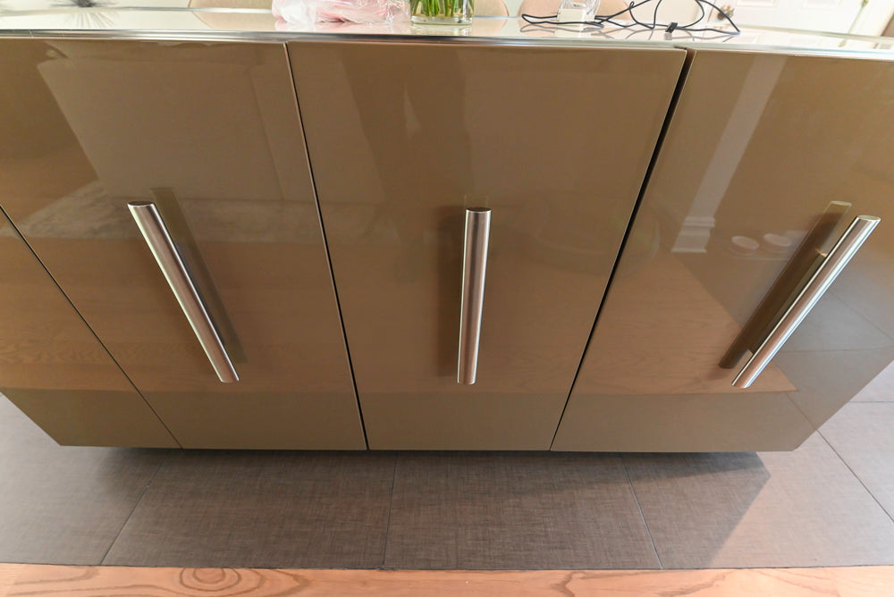 Rossana Modern Glossy Mexican Sand Kitchen with Island & Appliances