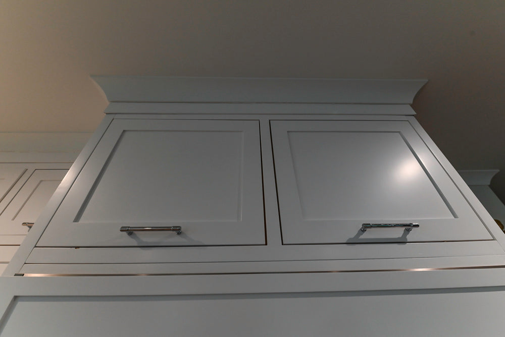 "The Banbury" Transitional White Kitchen with White Oak Island & Appliances