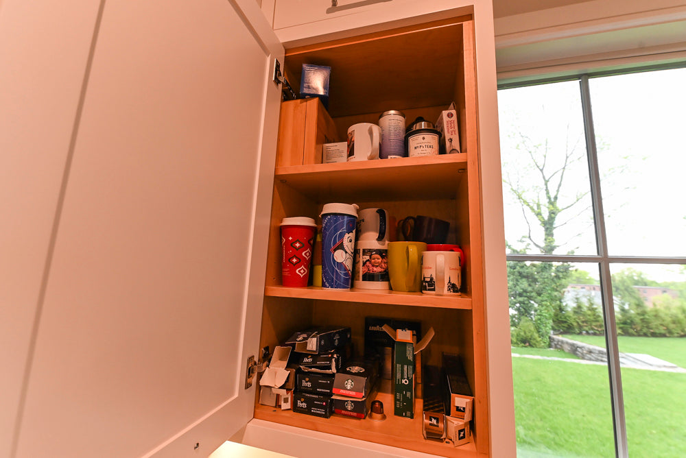 "The Banbury" Transitional White Kitchen with White Oak Island & Appliances
