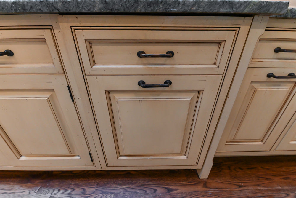 Woodcraft Traditional Light Yellow Kitchen with Island & 48" Wolf Range