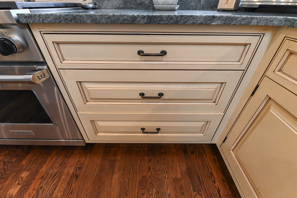 Woodcraft Traditional Light Yellow Kitchen with Island & 48" Wolf Range