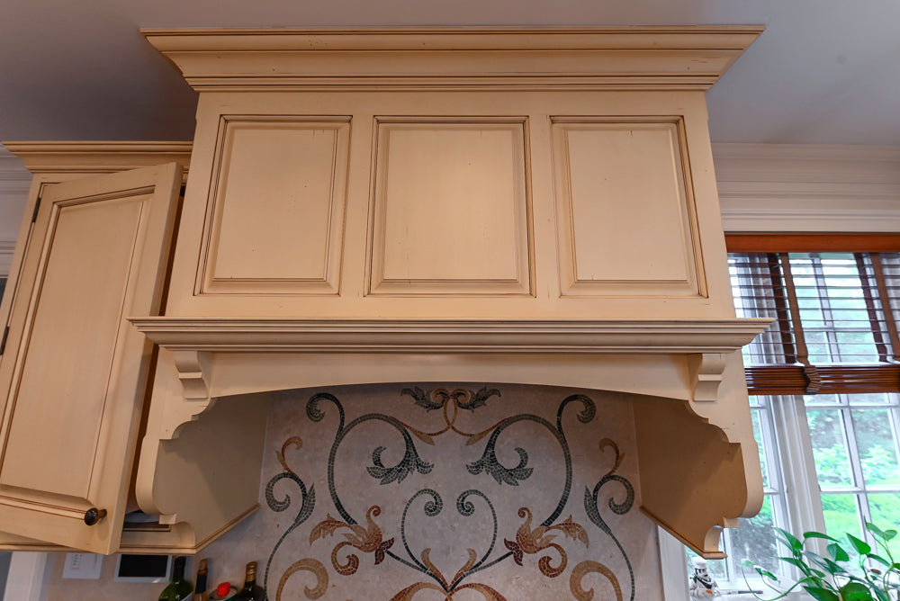Woodcraft Traditional Light Yellow Kitchen with Island & 48" Wolf Range