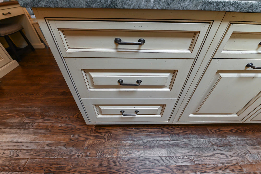 Woodcraft Traditional Light Yellow Kitchen with Island & 48" Wolf Range