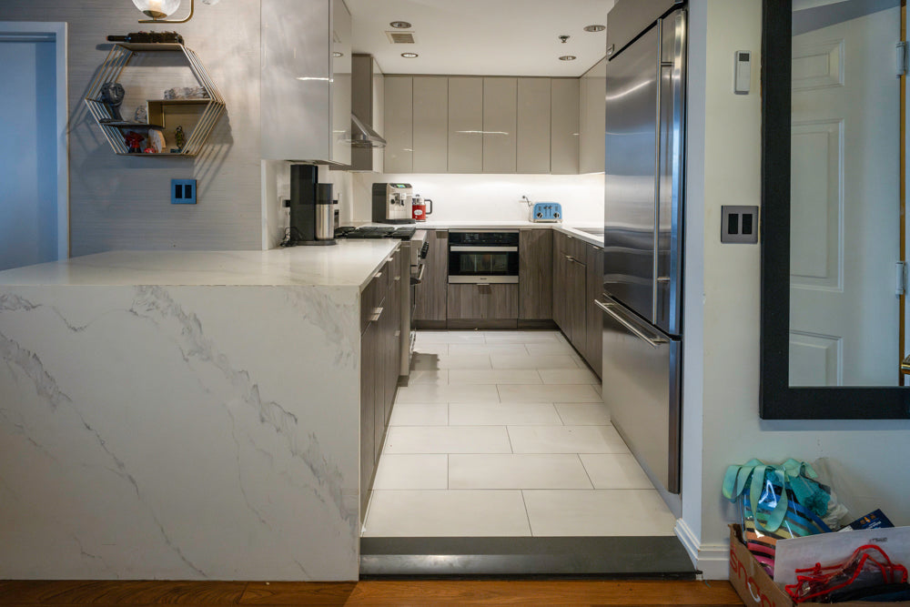 Miralis Modern Grey Two-Textured Kitchen with Viking Range