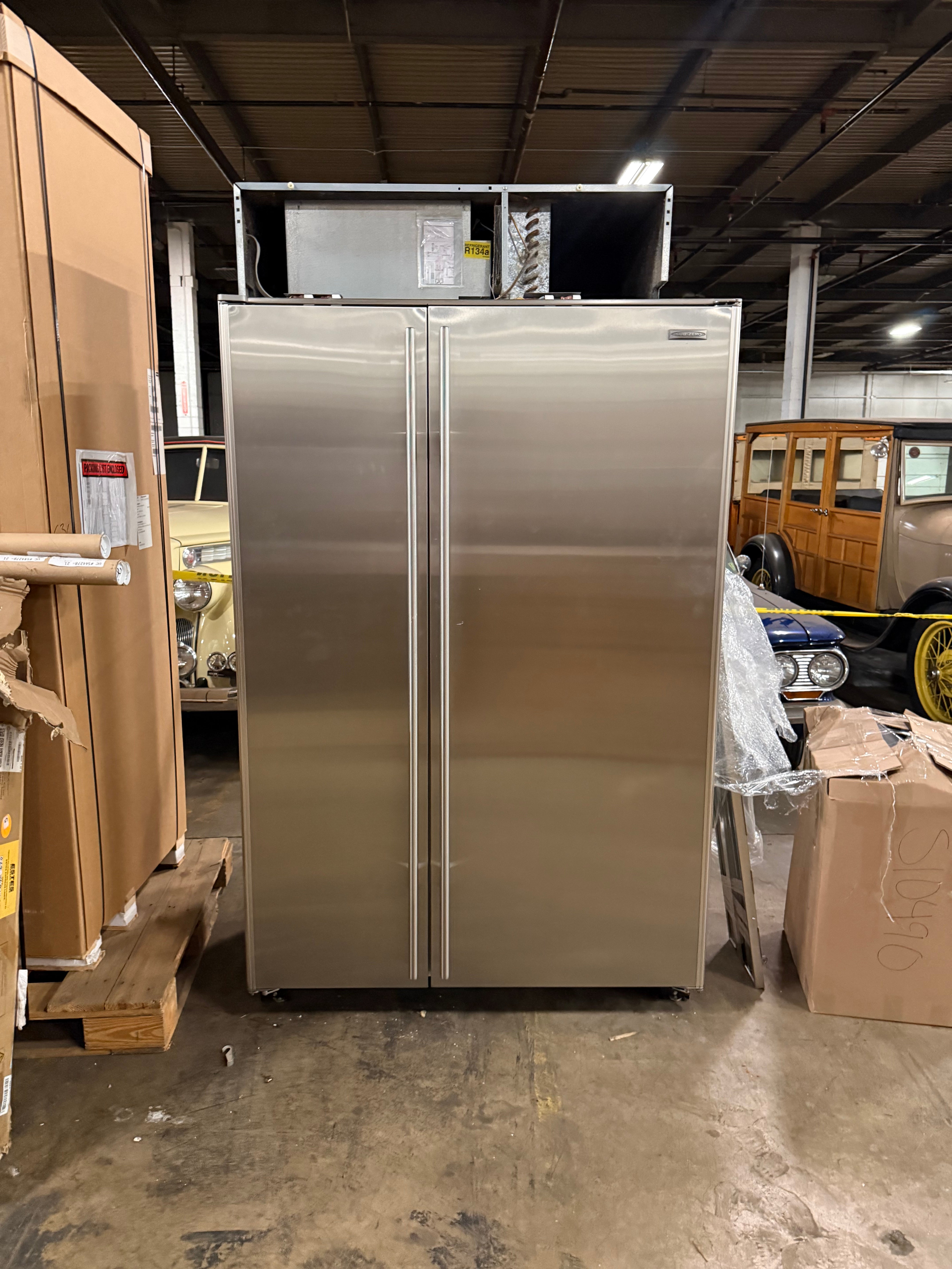 Sub-Zero 632/S 48 inch built in stainless steel side by side refrigerator front profile
