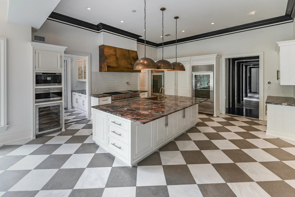 "The Dove" Transitional White Kitchen with Wolf 60" Range & Sub-Zero