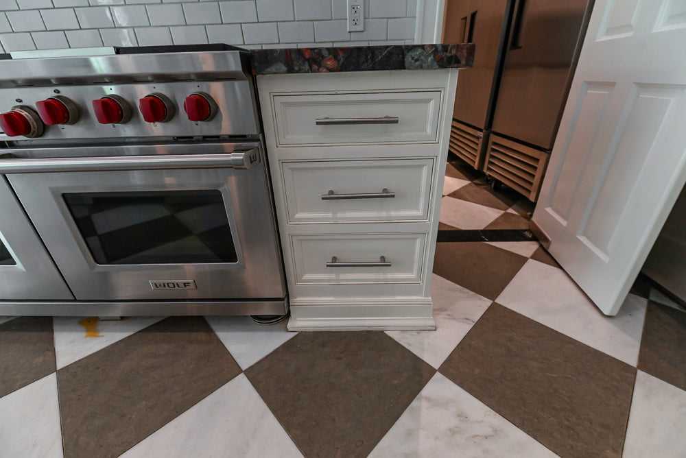 "The Dove" Transitional White Kitchen with Wolf 60" Range & Sub-Zero