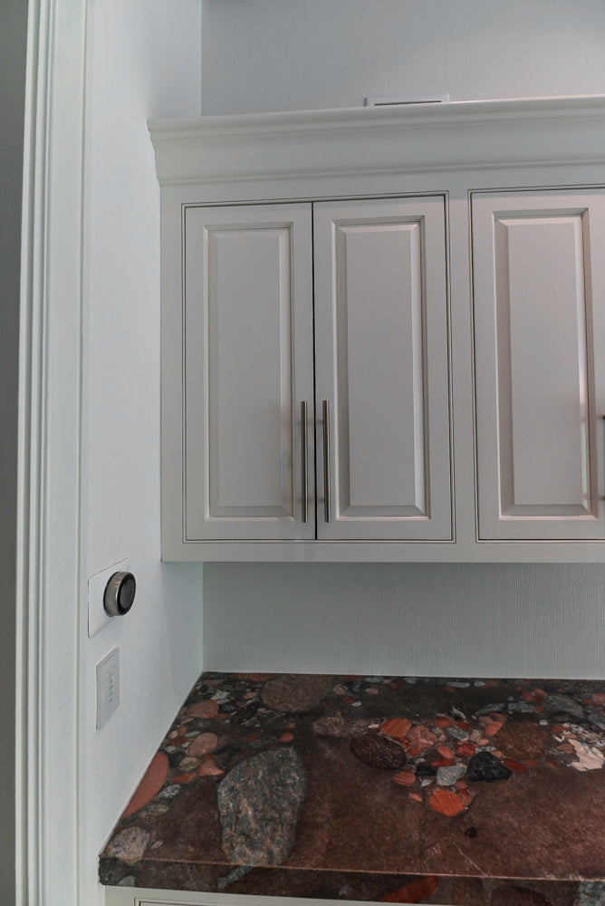 "The Dove" Transitional White Kitchen with Wolf 60" Range & Sub-Zero