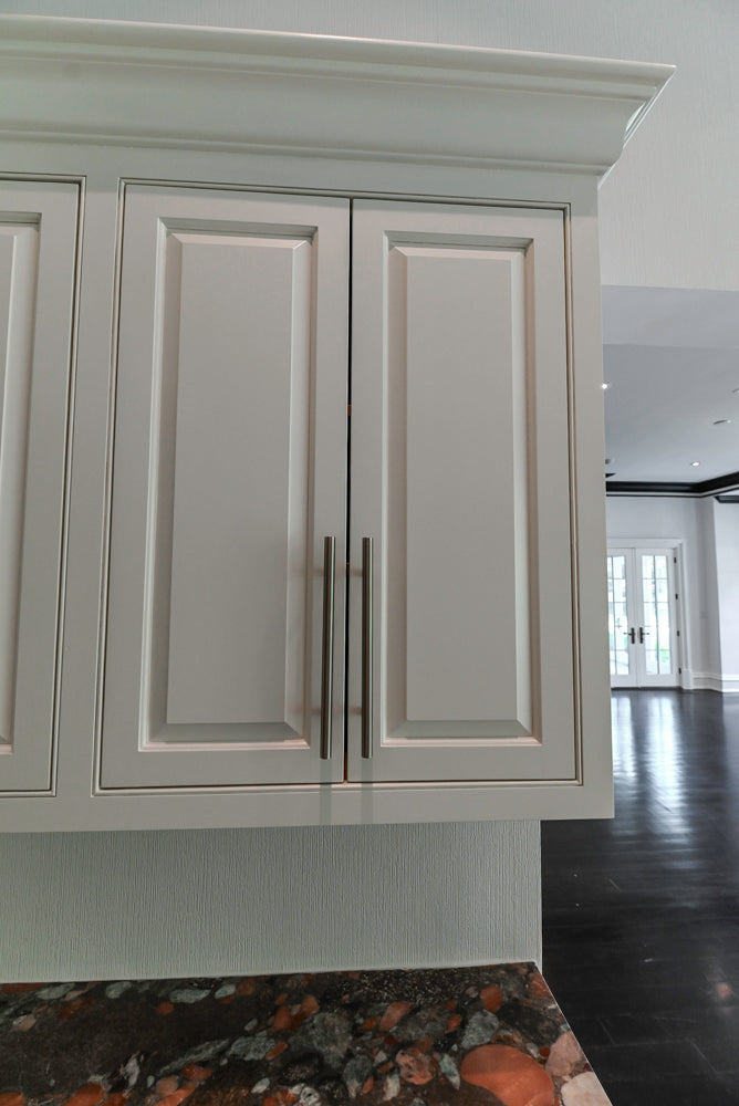 "The Dove" Transitional White Kitchen with Wolf 60" Range & Sub-Zero