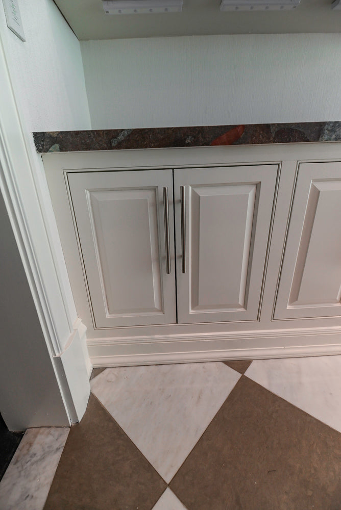 "The Dove" Transitional White Kitchen with Wolf 60" Range & Sub-Zero