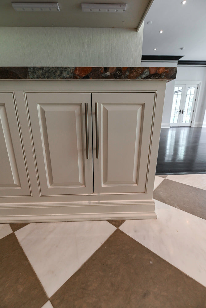 "The Dove" Transitional White Kitchen with Wolf 60" Range & Sub-Zero
