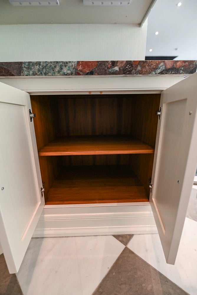 "The Dove" Transitional White Kitchen with Wolf 60" Range & Sub-Zero