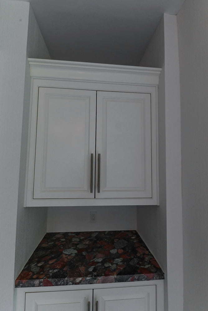 "The Dove" Transitional White Kitchen with Wolf 60" Range & Sub-Zero