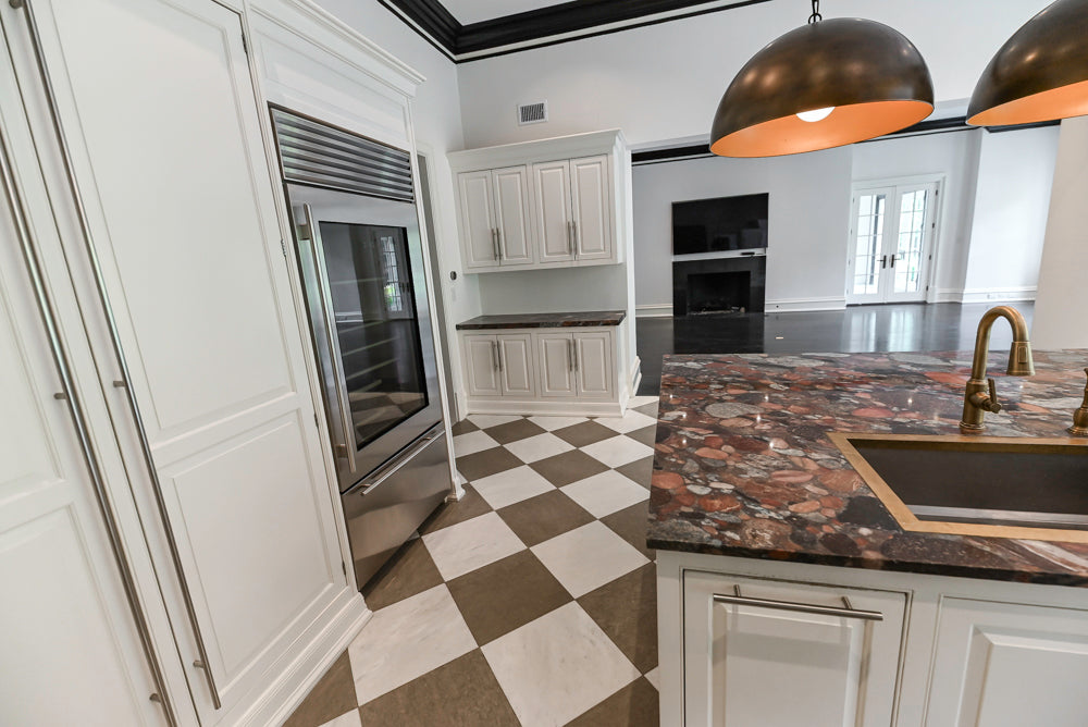 "The Dove" Transitional White Kitchen with Wolf 60" Range & Sub-Zero