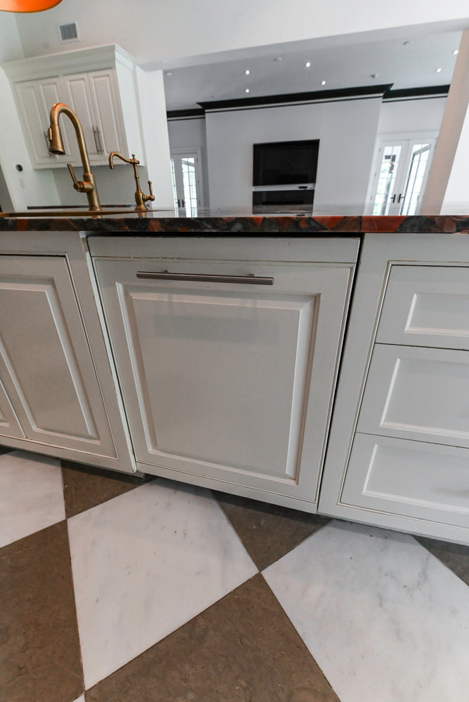 "The Dove" Transitional White Kitchen with Wolf 60" Range & Sub-Zero