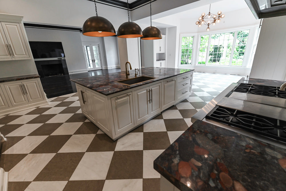 "The Dove" Transitional White Kitchen with Wolf 60" Range & Sub-Zero