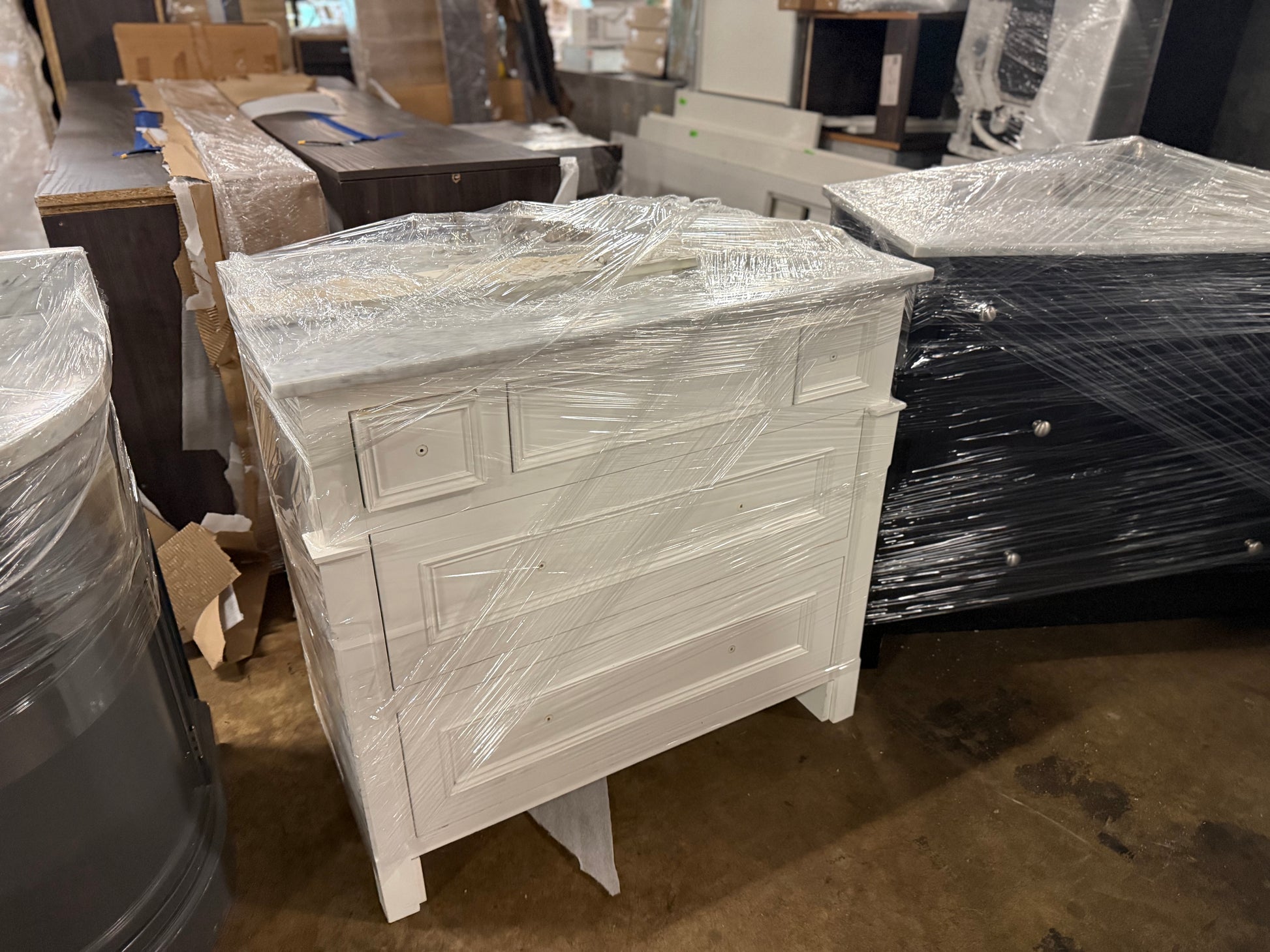 Transitional classic 38 inch white single vanity cabinet