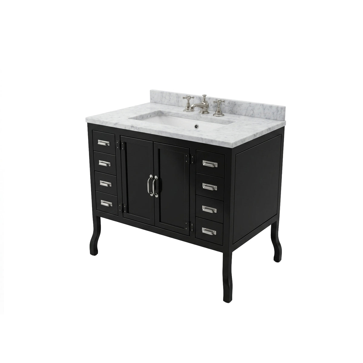 Vintage Industrial 36" Black Gloss Freestanding Single Vanity