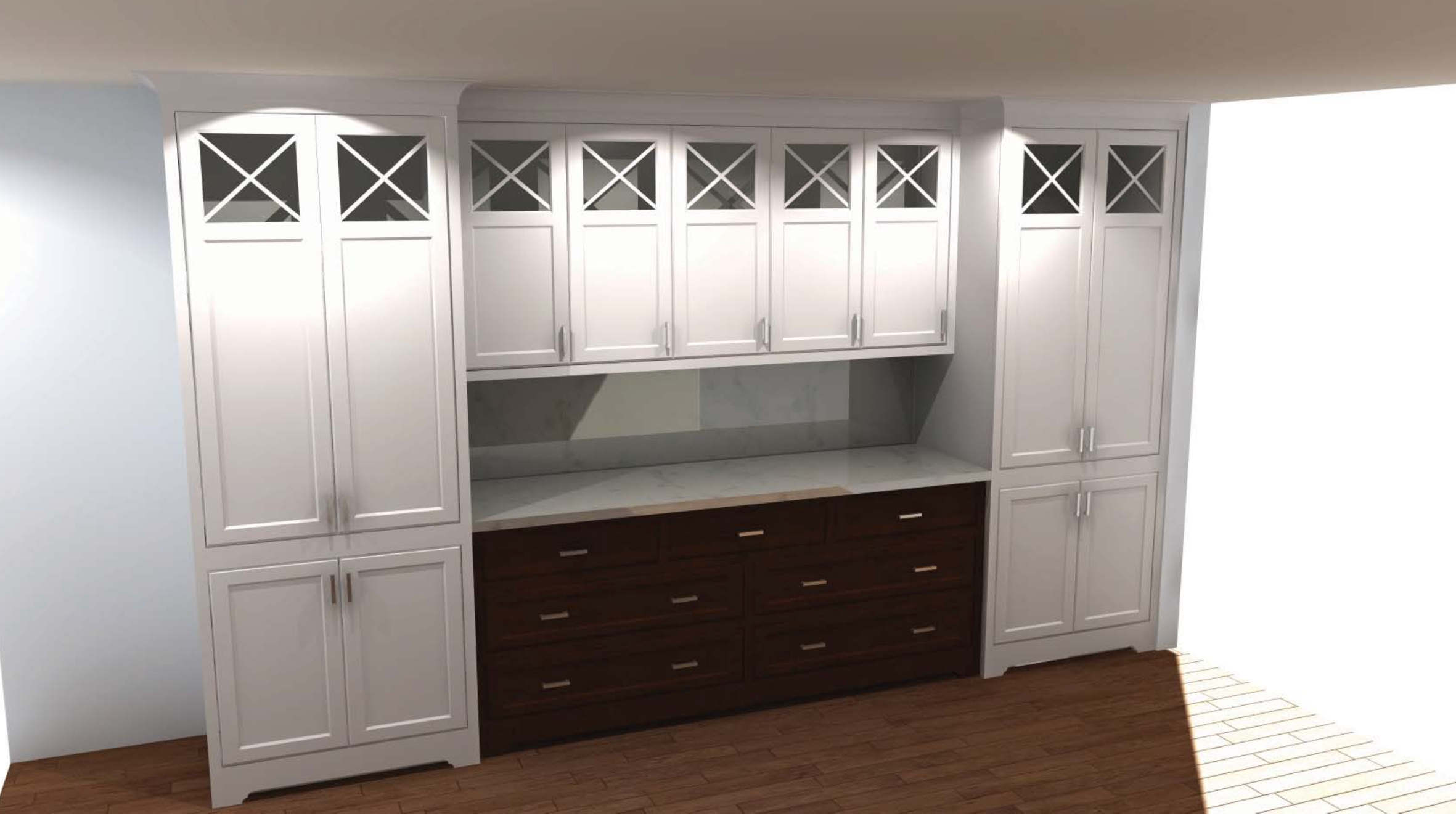 Grabill Transitional White & Black Dry Bar White Quartz Countertops