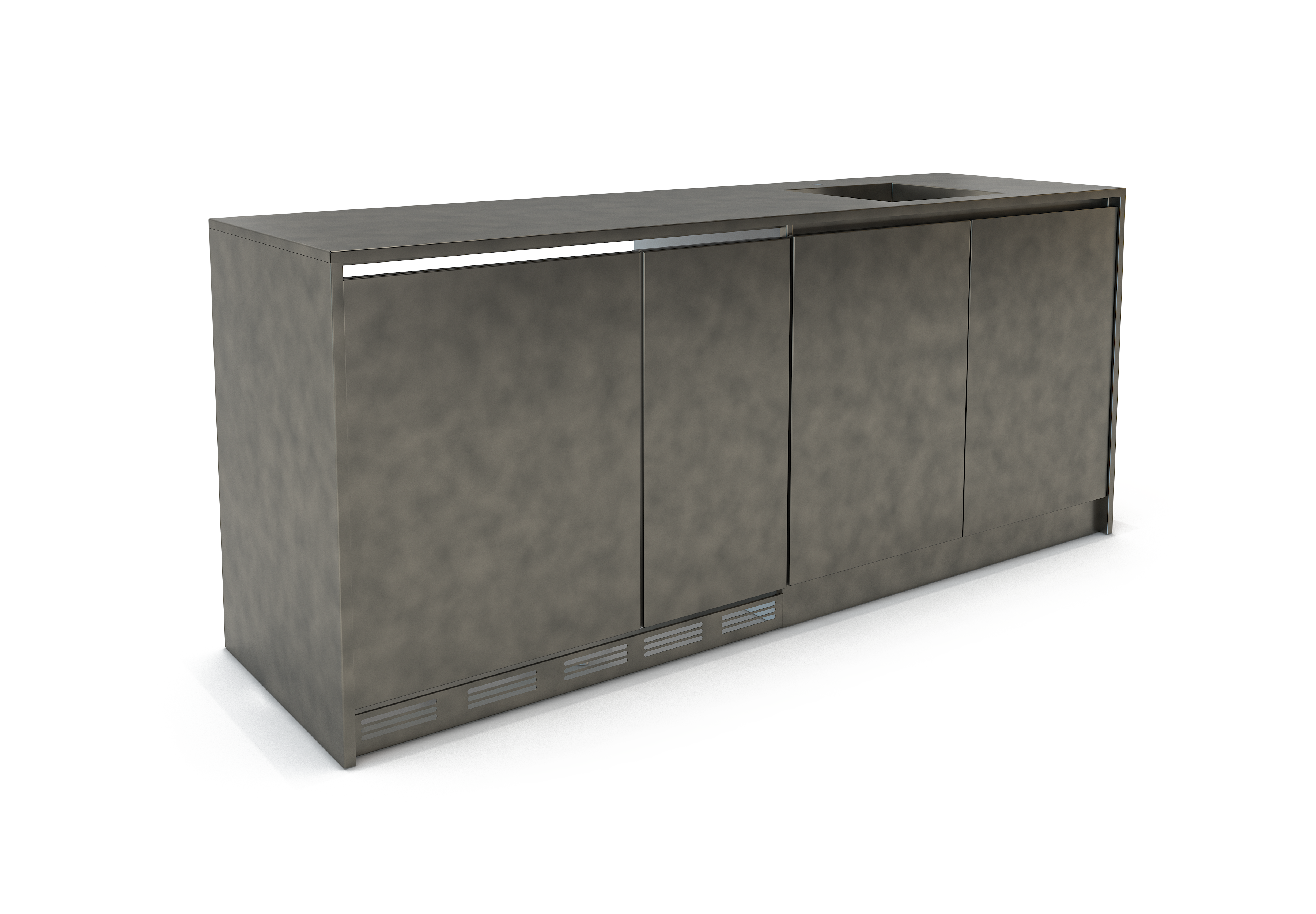 Arditi Collection Modern Brown Washed Wet Bar with Metal Countertop