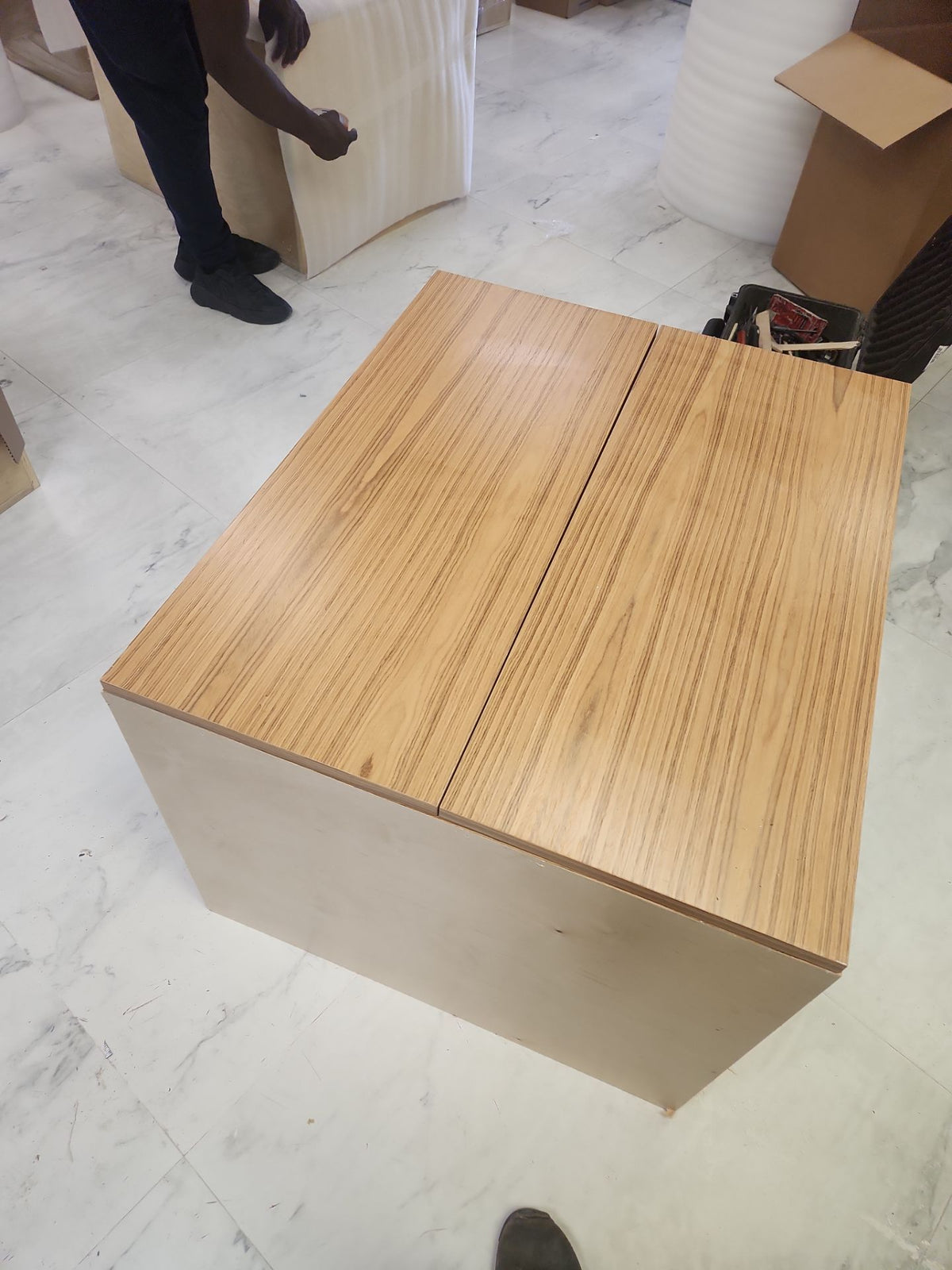 Bellmont Modern Teak Wood Veneer Wet Bar with Island