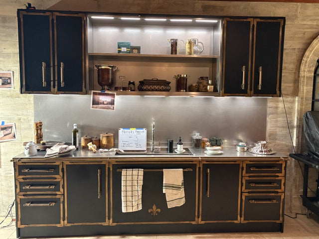 Luxury custom metal kitchen cook island with stainless steel countertop by Latelier Paris