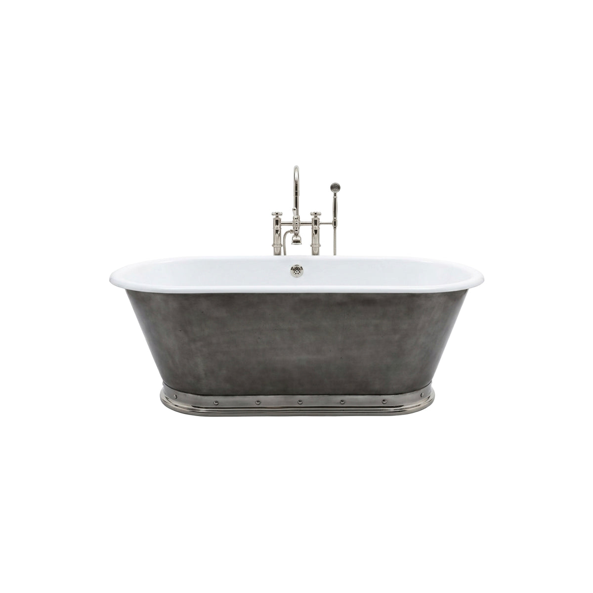 Polished Stainless Steel & Metal 68" Freestanding Soaking Tub with Tub Filler