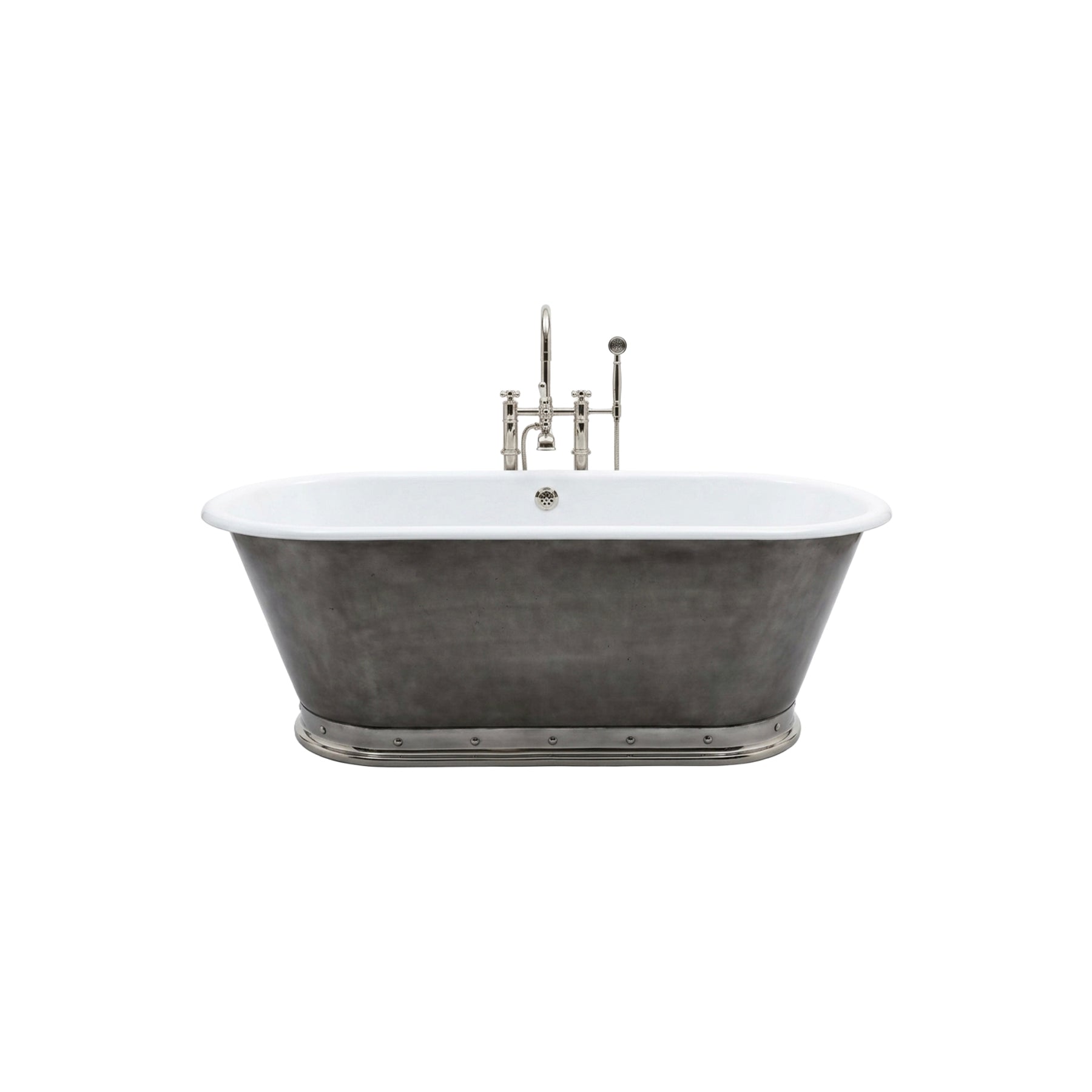 Polished Stainless Steel & Metal 68" Freestanding Soaking Tub with Tub Filler