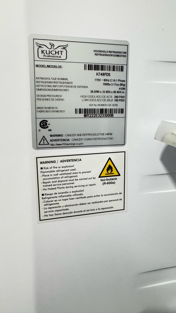 Kucht Professional K748FDS 36" Stainless Steel French Door Refrigerator