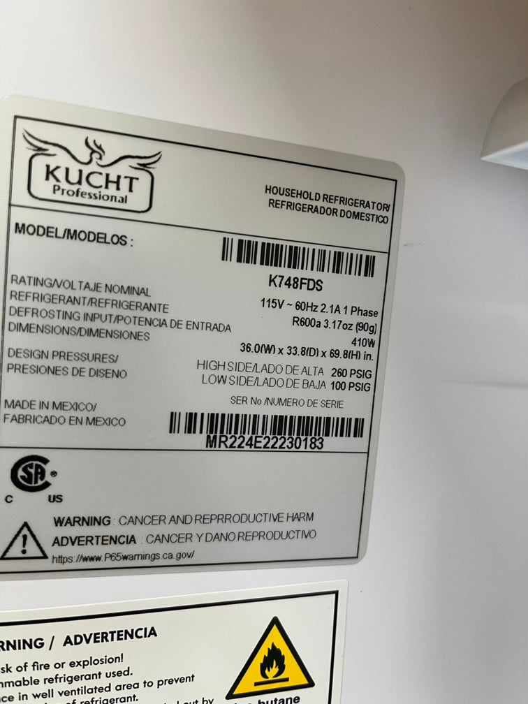 Kucht Professional K748FDS 36" Stainless Steel French Door Refrigerator