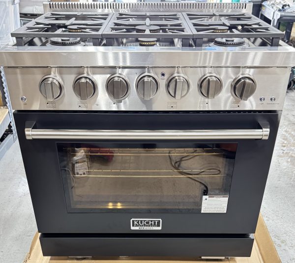 Kucht Professional KFX360 36″ Stainless Steel Gas Range with Black Door