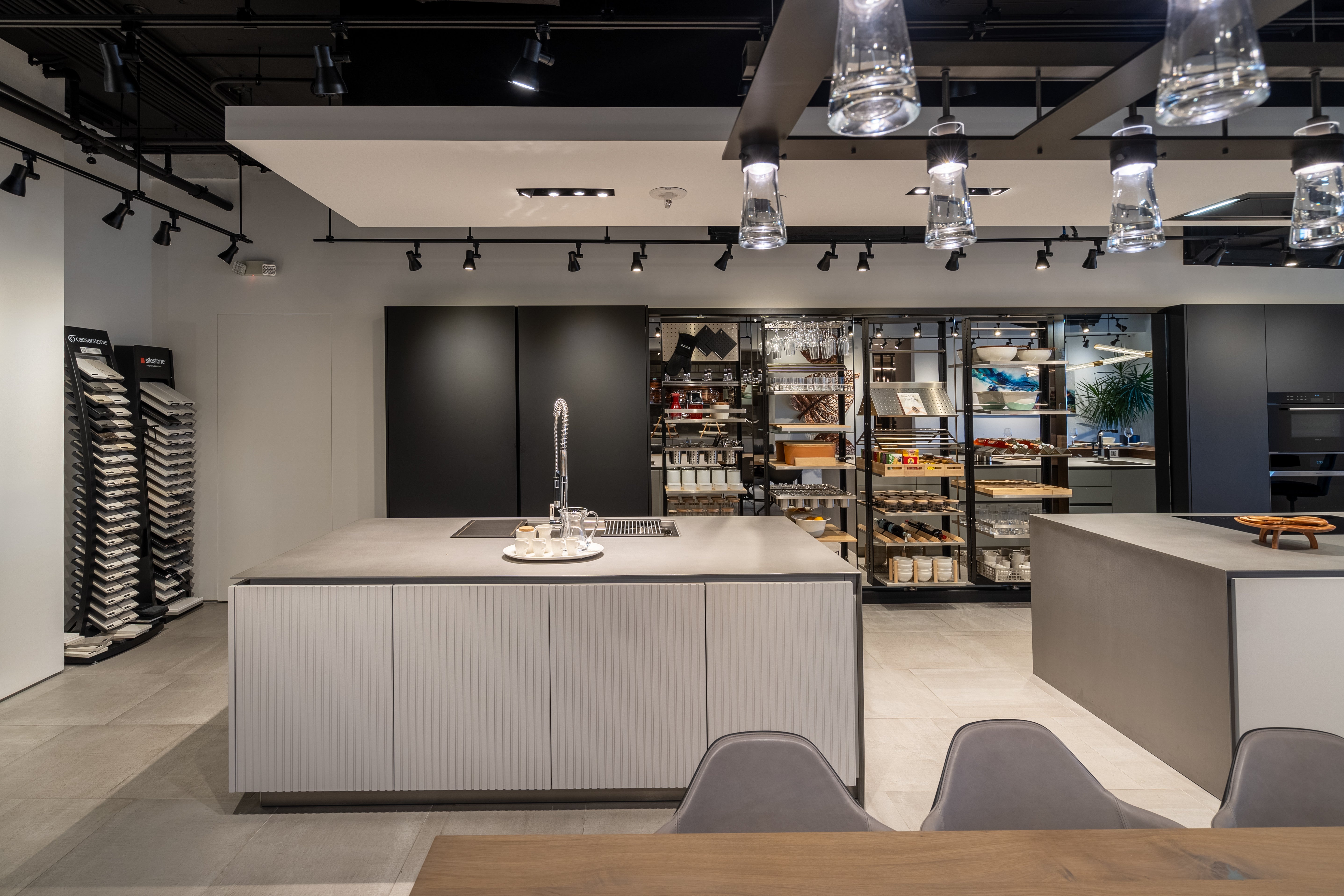 Eggersmann Black & Grey Work's Glass Modern Kitchen with Sub-Zero & Wolf Appliances