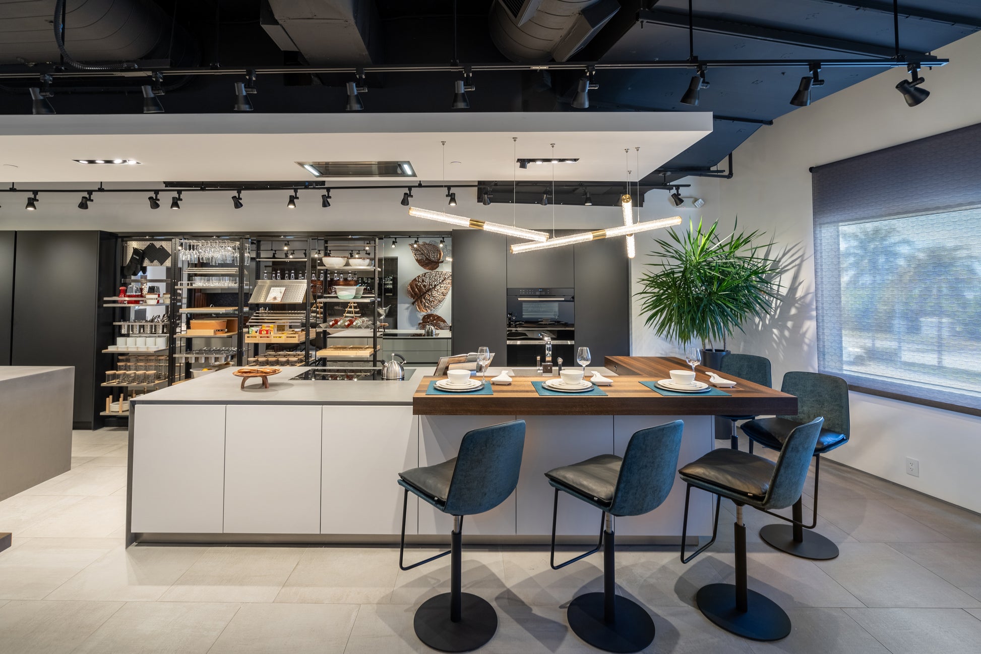 Eggersmann Black & Grey Work's Glass Modern Kitchen with Sub-Zero & Wolf Appliances