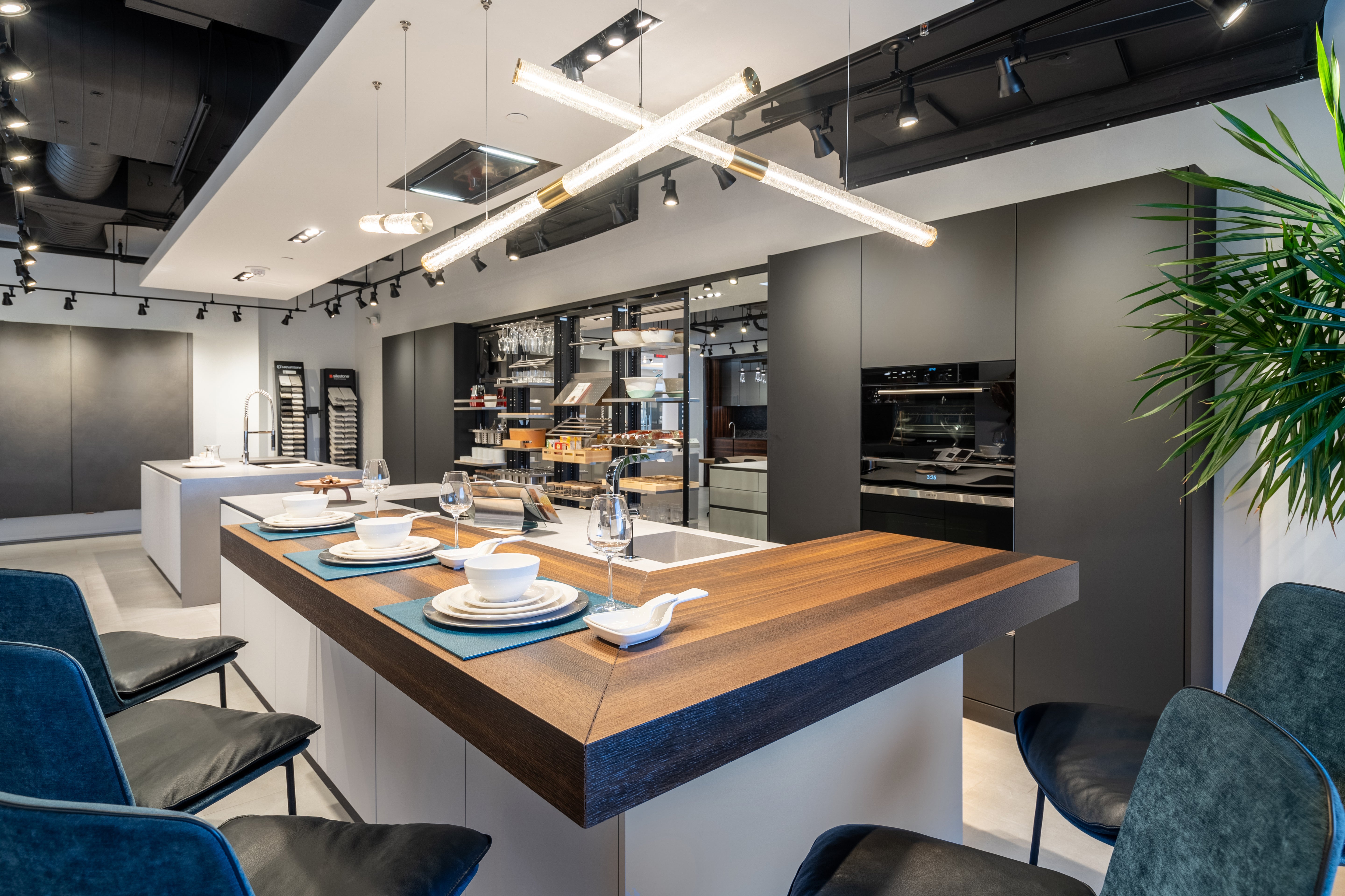 Eggersmann Black & Grey Work's Glass Modern Kitchen with Sub-Zero & Wolf Appliances