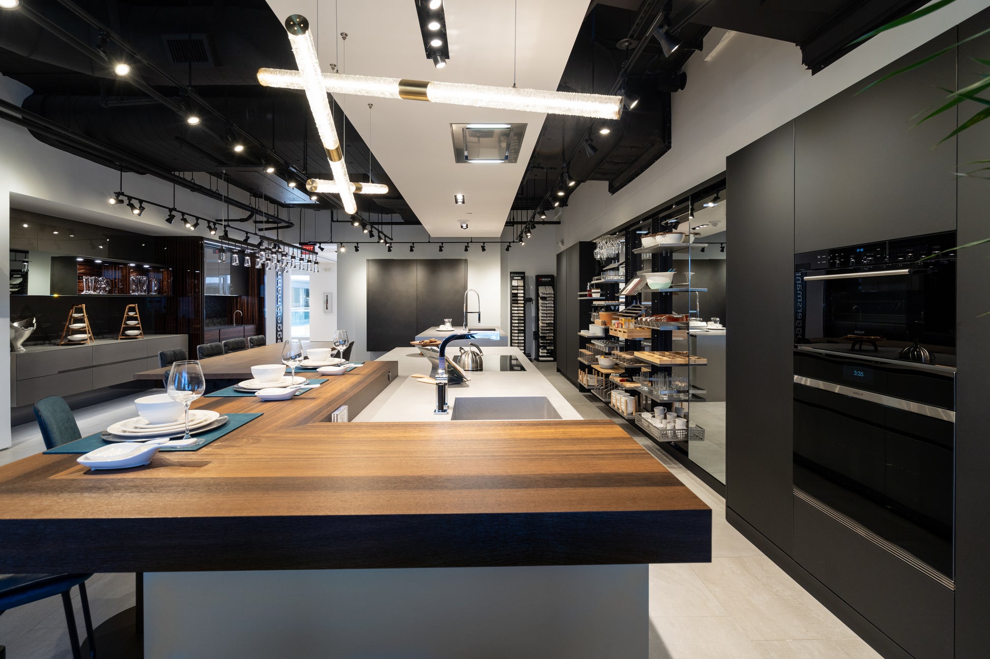 Eggersmann Black & Grey Work's Glass Modern Kitchen with Sub-Zero & Wolf Appliances