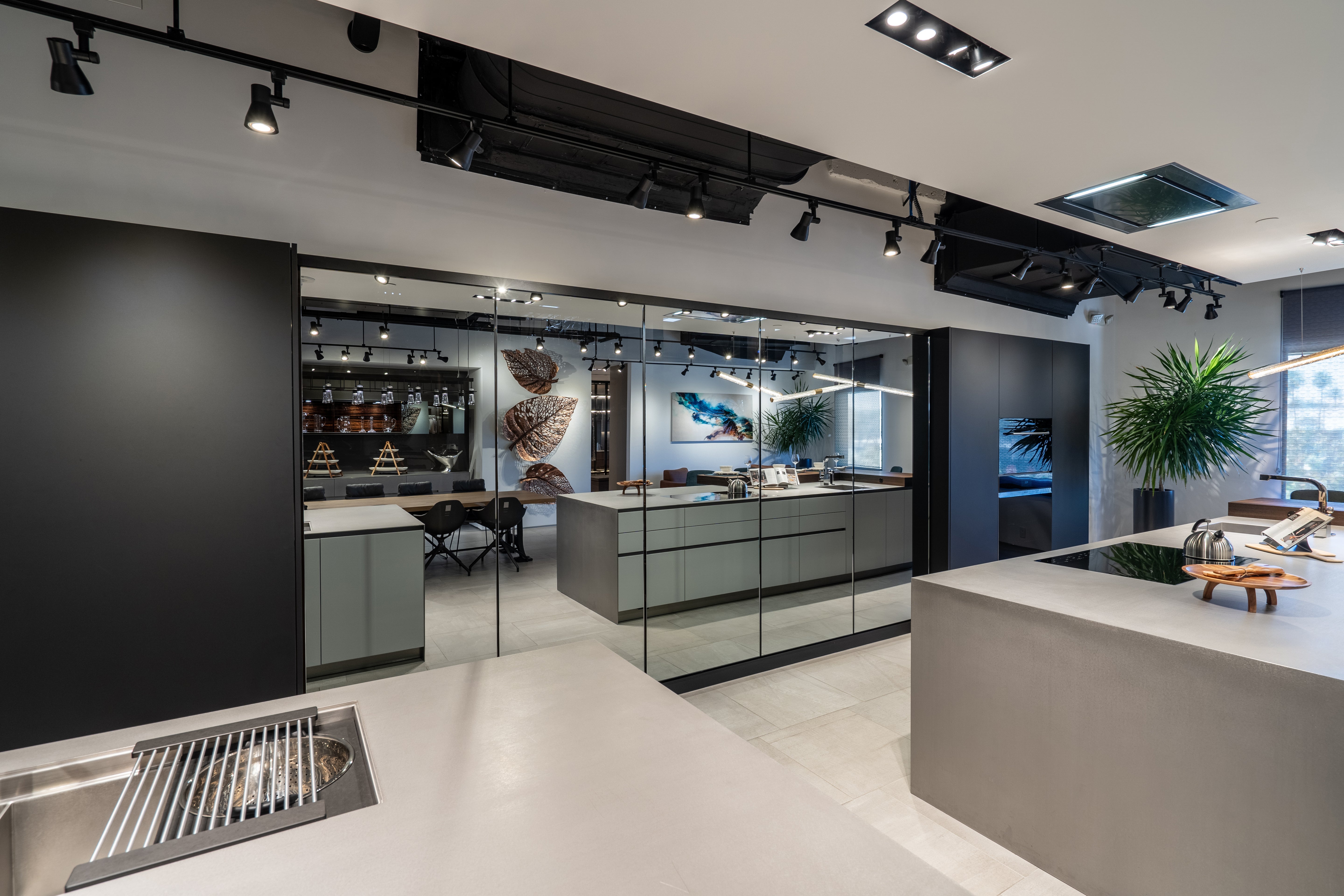 eggersmann Black & Grey Work's Glass Modern Kitchen with Sub-Zero & Wolf Appliances
