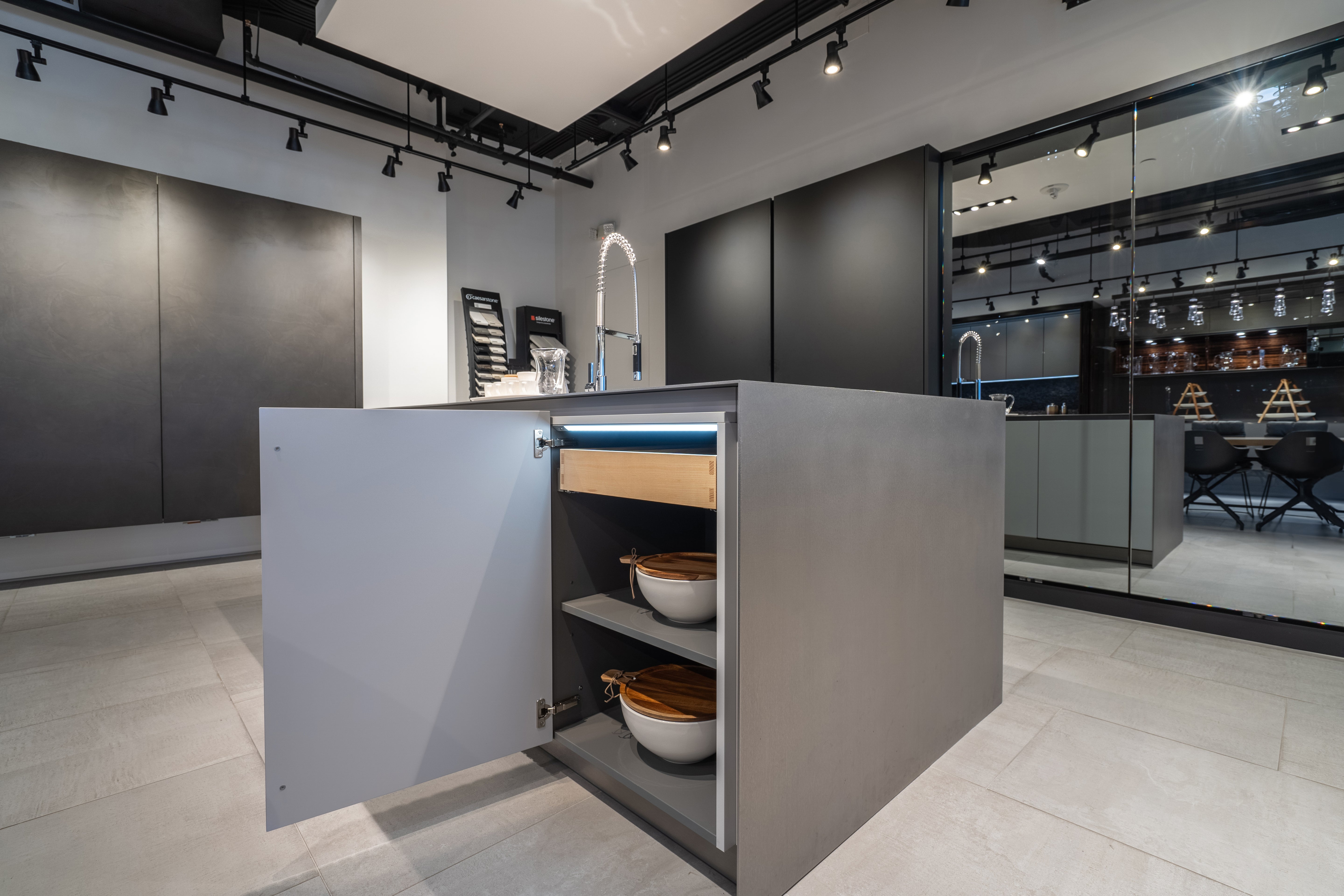 eggersmann Black & Grey Work's Glass Modern Kitchen with Sub-Zero & Wolf Appliances